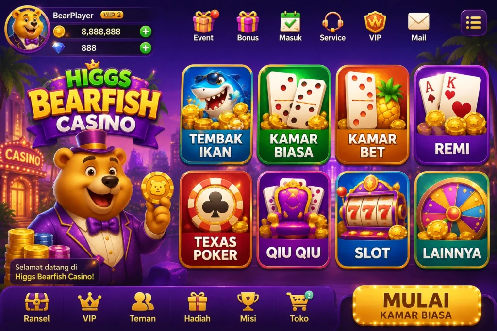 Higgs Bearfish Casino dengan permainan kartu dan domino yang beragam