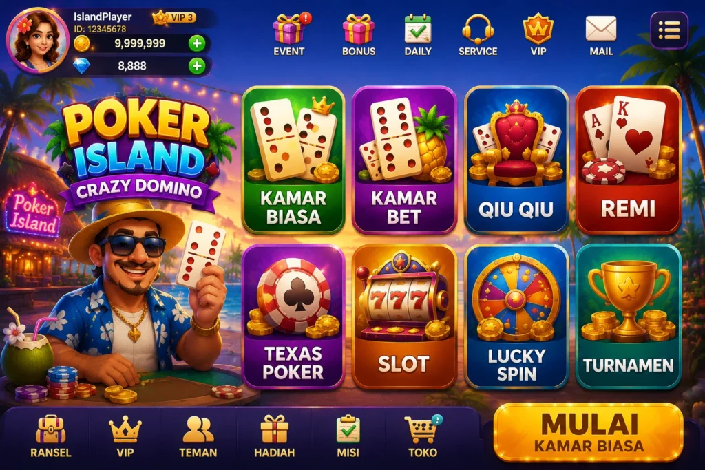 Poker Island Crazy Domino sebagai alternatif Royal Dream dengan banyak pilihan game